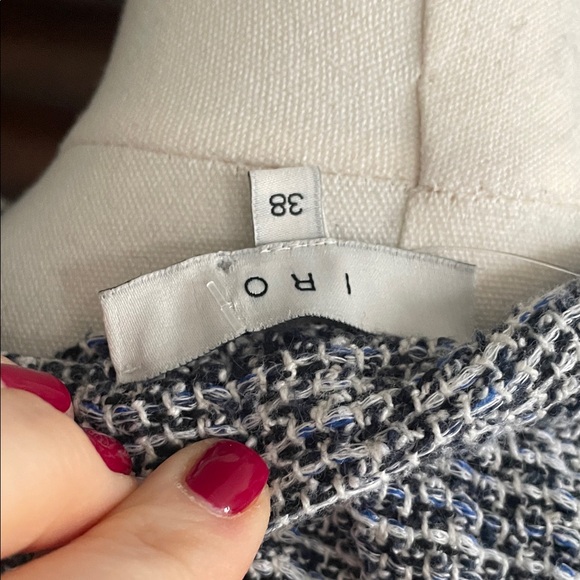IRO Cropped Tweed Blue Black Raw Hem Top 38 Small Medium - Picture 8 of 9